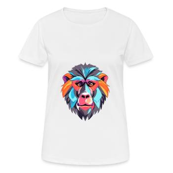 Babouin Aquarelle Colorée Dessin Animé Kawaii Animal - T-shirt respirant Femme - blanc - Devant - AI Model Female 172 dark (172cm)