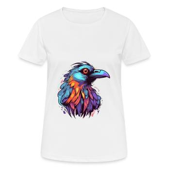 Krähe bunte Aquarell-Karikatur Kawaii-Tier - Frauen T-Shirt atmungsaktiv - Weiß - Vorne - AI Model Female 172 dark (172cm)