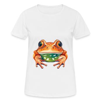 Grenouille Aquarelle Colorée Dessin Animé Kawaii Animal - T-shirt respirant Femme - blanc - Devant - AI Model Female 172 dark (172cm)