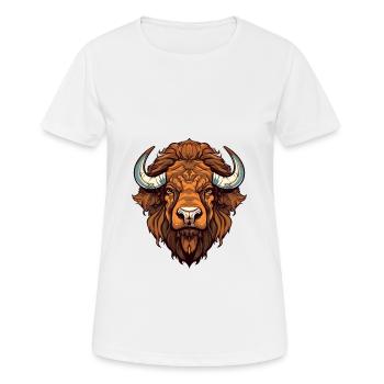 Bison Colorful Watercolor Cartoon Kawaii Animal - Women's Breathable T-Shirt - white - Front - AI Model Female 172 dark (172cm)