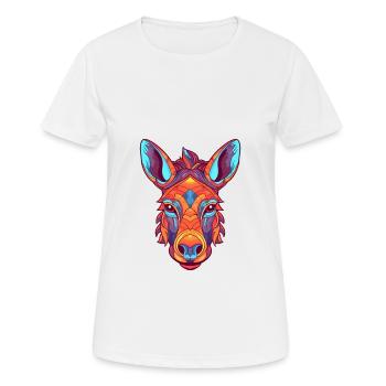 Donkey Colorful Watercolor Cartoon Kawaii Animal - Women's Breathable T-Shirt - white - Front - AI Model Female 172 dark (172cm)