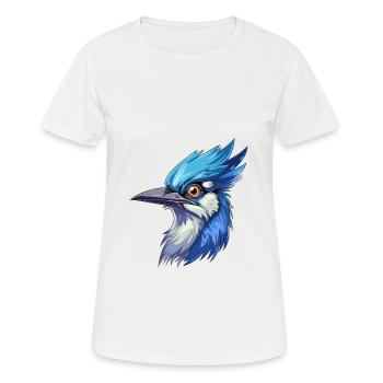 Blue Jay Colorful Watercolor Cartoon Kawaii Animal - Women's Breathable T-Shirt - white - Front - AI Model Female 172 dark (172cm)