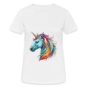 Unicorn Colorful Watercolor Cartoon Kawaii Animal - Women's Breathable T-Shirt - white - Front - AI Model Female 172 dark (172cm)