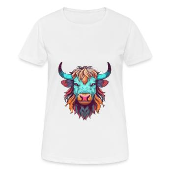 Yak Aquarelle Colorée Dessin Animé Kawaii Animal - T-shirt respirant Femme - blanc - Devant - AI Model Female 172 dark (172cm)