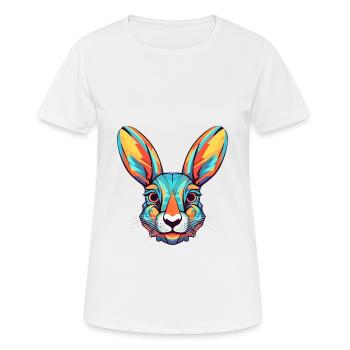 Kaninchen buntes Aquarell Cartoon Kawaii Tier - Frauen T-Shirt atmungsaktiv - Weiß - Vorne - AI Model Female 172 dark (172cm)