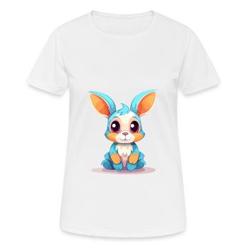 Kaninchen buntes Aquarell Cartoon Kawaii Tier - Frauen T-Shirt atmungsaktiv - Weiß - Vorne - AI Model Female 172 dark (172cm)