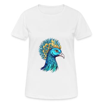Pfau buntes Aquarell Cartoon Kawaii Tier - Frauen T-Shirt atmungsaktiv - Weiß - Vorne - AI Model Female 172 dark (172cm)