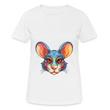 Mouse Colorful Watercolor Cartoon Kawaii Animal - Women's Breathable T-Shirt - white - Front - AI Model Female 172 dark (172cm)