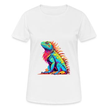 Iguana Colorful Watercolor Cartoon Kawaii Animal - Women's Breathable T-Shirt - white - Front - AI Model Female 172 dark (172cm)