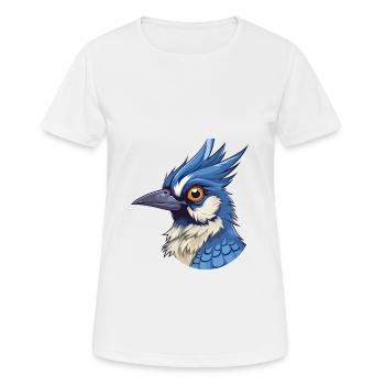Blue Jay Colorful Watercolor Cartoon Kawaii Animal - Women's Breathable T-Shirt - white - Front - AI Model Female 172 dark (172cm)