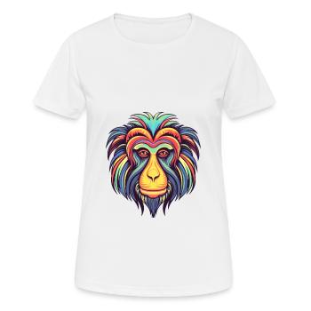 Mandrill Colorful Watercolor Cartoon Kawaii Animal - Women's Breathable T-Shirt - white - Front - AI Model Female 172 dark (172cm)
