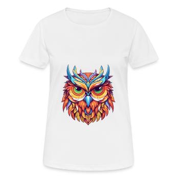 Owl Colorful Watercolor Cartoon Kawaii Animal - Women's Breathable T-Shirt - white - Front - AI Model Female 172 dark (172cm)