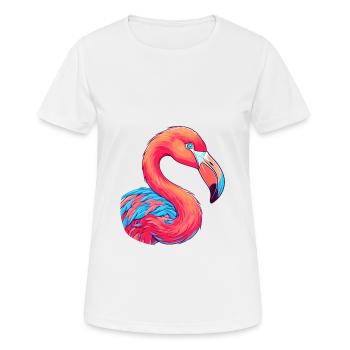 Flamingo Colorful Watercolor Cartoon Kawaii Animal - Women's Breathable T-Shirt - white - Front - AI Model Female 172 dark (172cm)