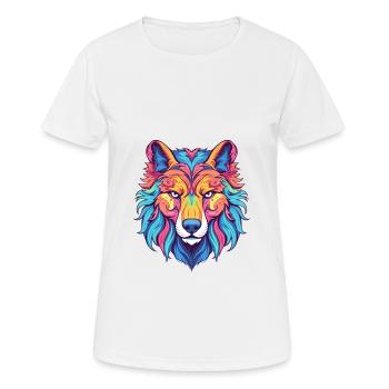 Wolf Colorful Watercolor Cartoon Kawaii Animal - Women's Breathable T-Shirt - white - Front - AI Model Female 172 dark (172cm)