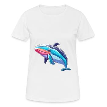Wal bunte Aquarell-Karikatur Kawaii-Tier - Frauen T-Shirt atmungsaktiv - Weiß - Vorne - AI Model Female 172 dark (172cm)