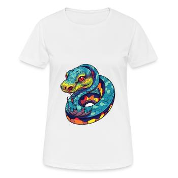 Schlange bunte Aquarell-Karikatur Kawaii-Tier - Frauen T-Shirt atmungsaktiv - Weiß - Vorne - AI Model Female 172 dark (172cm)