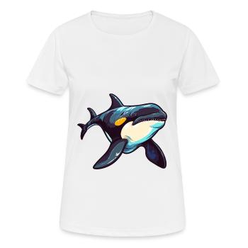 Orca Colorful Watercolor Cartoon Kawaii Animal - Women's Breathable T-Shirt - white - Front - AI Model Female 172 dark (172cm)