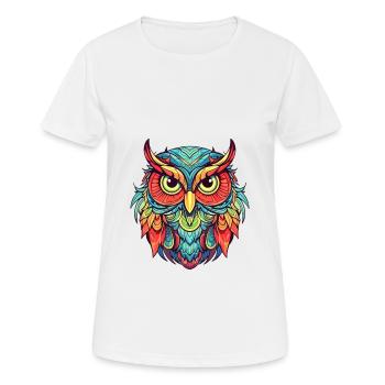 Owl Colorful Watercolor Cartoon Kawaii Animal - Women's Breathable T-Shirt - white - Front - AI Model Female 172 dark (172cm)