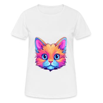 Chaton coloré aquarelle dessin animé kawaii animal - T-shirt respirant Femme - blanc - Devant - AI Model Female 172 dark (172cm)
