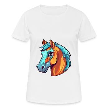 Pferd buntes Aquarell Karikatur Kawaii Tier - Frauen T-Shirt atmungsaktiv - Weiß - Vorne - AI Model Female 172 dark (172cm)