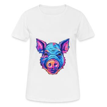 Cochon Aquarelle Colorée Dessin Animé Kawaii Animal - T-shirt respirant Femme - blanc - Devant - AI Model Female 172 dark (172cm)