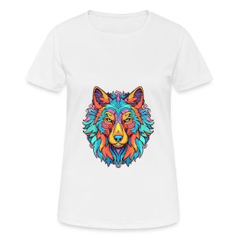 Wolf Colorful Watercolor Cartoon Kawaii Animal - Women's Breathable T-Shirt - white - Front - AI Model Female 172 dark (172cm)