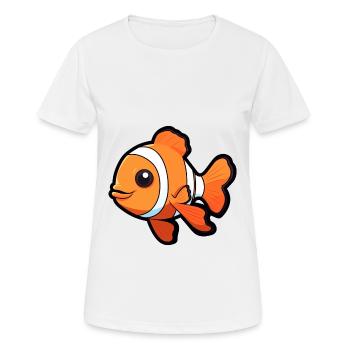 Poisson-clown mignon dessin animé kawaii aquarelle Animal Pe - T-shirt respirant Femme - blanc - Devant - AI Model Female 172 dark (172cm)