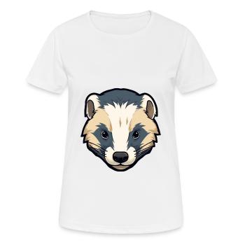 Blaireau Mignon Dessin Animé Kawaii Aquarelle Animal Animal De Compagnie - T-shirt respirant Femme - blanc - Devant - AI Model Female 172 dark (172cm)