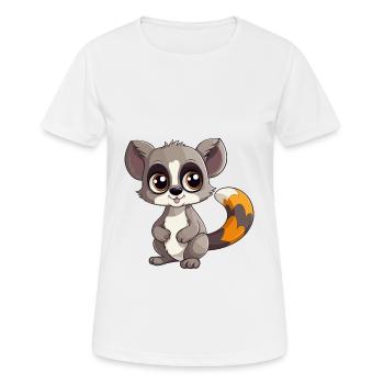 Lemur Cute Cartoon Kawaii Watercolor Animal Pet - Women's Breathable T-Shirt - white - Front - AI Model Female 172 dark (172cm)