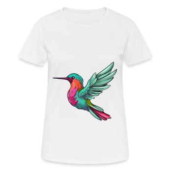 Colibri mignon dessin animé kawaii aquarelle Animal - T-shirt respirant Femme - blanc - Devant - AI Model Female 172 dark (172cm)