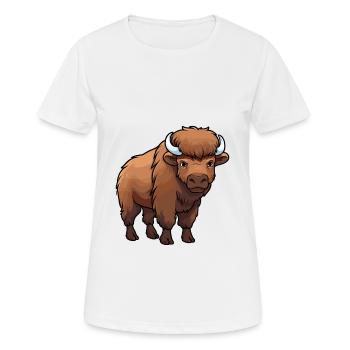 Bison Cute Cartoon Kawaii Watercolor Animal Pet - Women's Breathable T-Shirt - white - Front - AI Model Female 172 dark (172cm)
