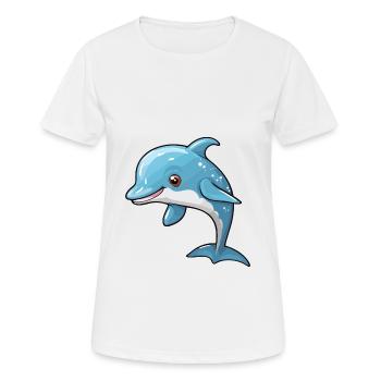 Delfin niedliche Karikatur Kawaii Aquarell Tier Haustier - Frauen T-Shirt atmungsaktiv - Weiß - Vorne - AI Model Female 172 dark (172cm)