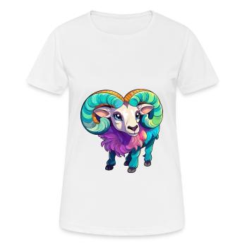 Ram Niedliche Karikatur Kawaii Aquarell Tier Haustier - Frauen T-Shirt atmungsaktiv - Weiß - Vorne - AI Model Female 172 dark (172cm)