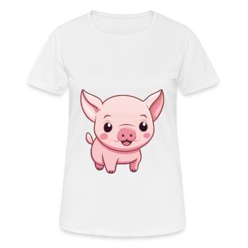Cochon Mignon Dessin Animé Kawaii Aquarelle Animal De Compagnie - T-shirt respirant Femme - blanc - Devant - AI Model Female 172 dark (172cm)