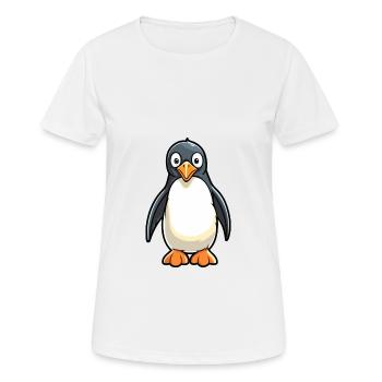 Pinguin Niedliche Karikatur Kawaii Aquarell Tier Haustier - Frauen T-Shirt atmungsaktiv - Weiß - Vorne - AI Model Female 172 dark (172cm)