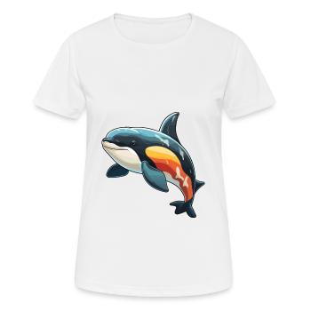 Orca Cute Cartoon Kawaii Watercolor Animal Pet - Women's Breathable T-Shirt - white - Front - AI Model Female 172 dark (172cm)