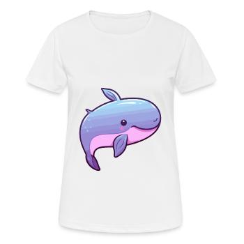 Wal Niedliche Karikatur Kawaii Aquarell Tier Haustier - Frauen T-Shirt atmungsaktiv - Weiß - Vorne - AI Model Female 172 dark (172cm)