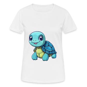 Turtle Cute Cartoon Kawaii Watercolor Animal Pet - Women's Breathable T-Shirt - white - Front - AI Model Female 172 dark (172cm)