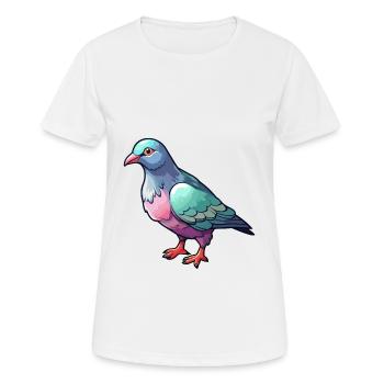 Pigeon Mignon Dessin Animé Kawaii Aquarelle Animal De Compagnie - T-shirt respirant Femme - blanc - Devant - AI Model Female 172 dark (172cm)