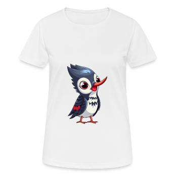Pic mignon dessin animé kawaii aquarelle Animal P - T-shirt respirant Femme - blanc - Devant - AI Model Female 172 dark (172cm)
