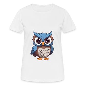 Hibou mignon dessin animé kawaii aquarelle animal de compagnie - T-shirt respirant Femme - blanc - Devant - AI Model Female 172 dark (172cm)
