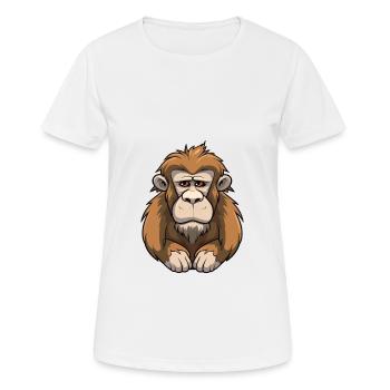 Babouin Mignon Dessin Animé Kawaii Aquarelle Animal De Compagnie - T-shirt respirant Femme - blanc - Devant - AI Model Female 172 dark (172cm)