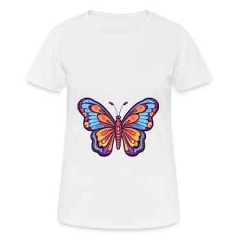 Papillon mignon dessin animé kawaii aquarelle Animal Pe - T-shirt respirant Femme - blanc - Devant - AI Model Female 172 dark (172cm)