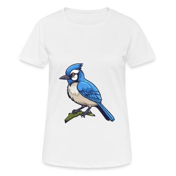 Blue Jay Bird Cute Cartoon Kawaii Watercolor Anima - Women's Breathable T-Shirt - white - Front - AI Model Female 172 dark (172cm)