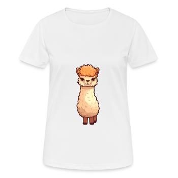 Alpaga mignon dessin animé kawaii aquarelle animal animal de compagnie - T-shirt respirant Femme - blanc - Devant - AI Model Female 172 dark (172cm)