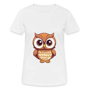 Hibou mignon dessin animé kawaii aquarelle animal de compagnie - T-shirt respirant Femme - blanc - Devant - AI Model Female 172 dark (172cm)