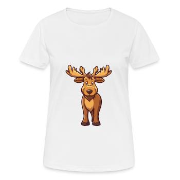 Moose Cute Cartoon Kawaii Watercolor Animal Pet - Women's Breathable T-Shirt - white - Front - AI Model Female 172 dark (172cm)