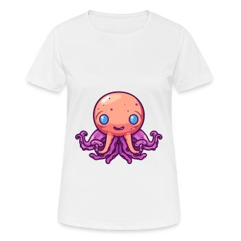 Octopus Cute Cartoon Kawaii Watercolor Animal Pet - Women's Breathable T-Shirt - white - Front - AI Model Female 172 dark (172cm)