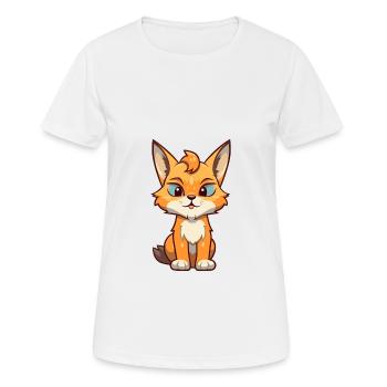 Luchs Niedliche Karikatur Kawaii Aquarell Tier Haustier - Frauen T-Shirt atmungsaktiv - Weiß - Vorne - AI Model Female 172 dark (172cm)