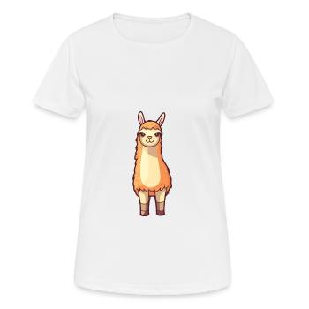 Llama Cute Cartoon Kawaii Watercolor Animal Pet - Women's Breathable T-Shirt - white - Front - AI Model Female 172 dark (172cm)